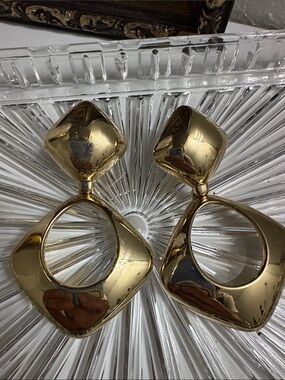 Mango Shiny Gold Geometric Drop Earrings - Women Jewelry